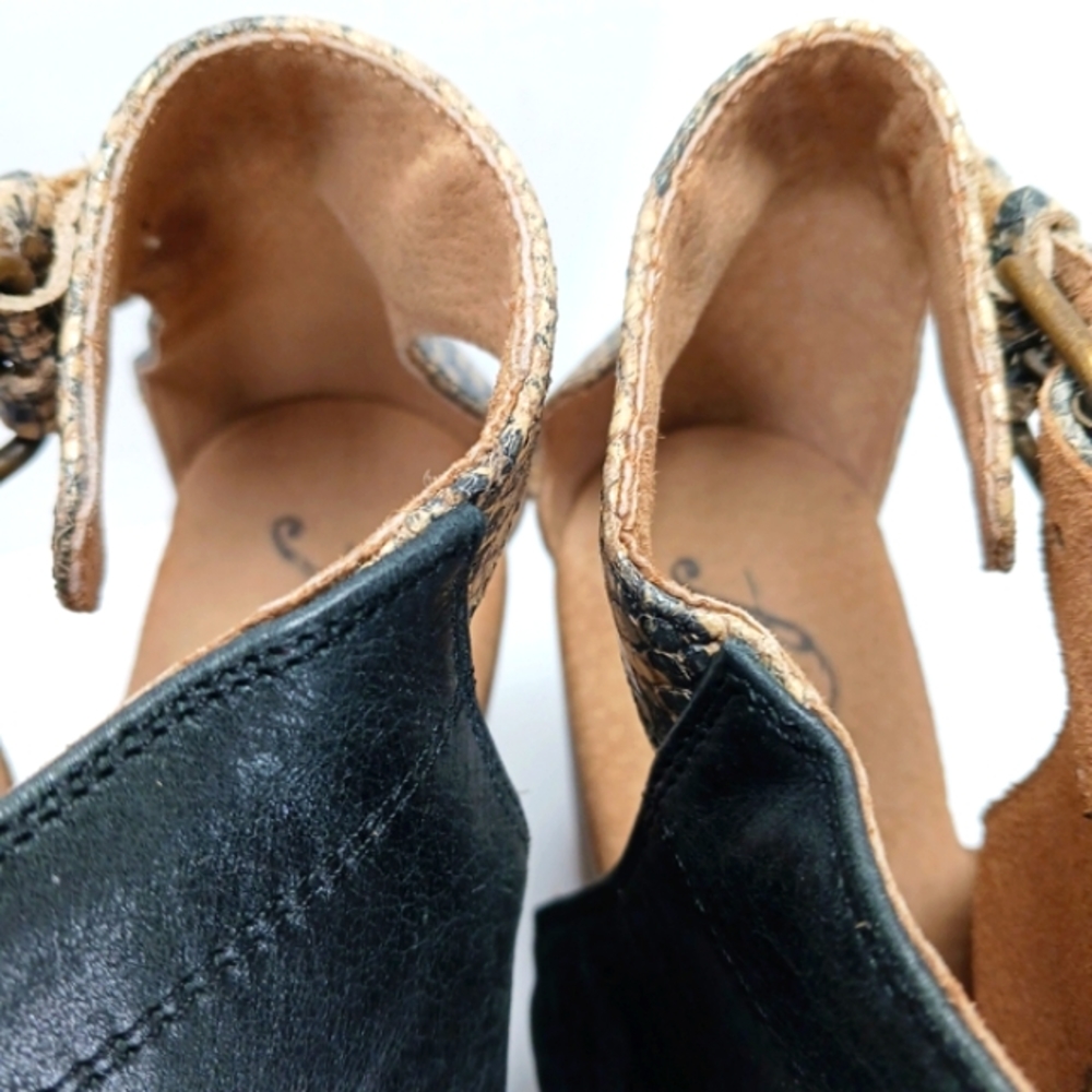 FREE PEOPLE Amber Orchard Black & Reptile Platform Ankle Open Clog Bootie EUC - Picture 9 of 16